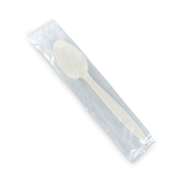 Emerald™ Individually Wrapped Heavyweight PLA Spoons, Beige, 500/Carton (DFDPME11310)