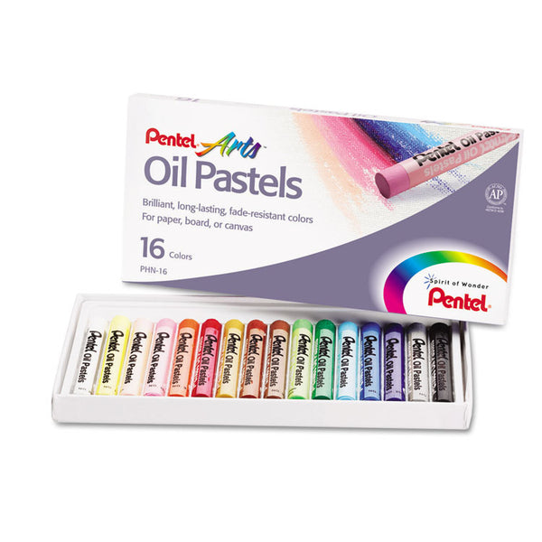 Pentel® Oil Pastel Set With Carrying Case, 16 Assorted Colors, 0.38" dia x 2.38", 16/Pack (PENPHN16)