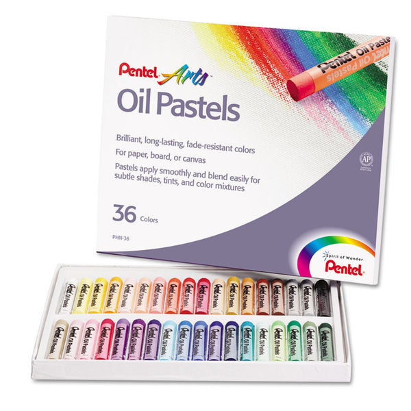 Pentel® Oil Pastel Set With Carrying Case, 36 Assorted Colors, 0.38 dia x 2.38", 36/Pack (PENPHN36)