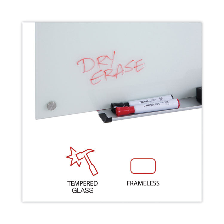 Universal® Frameless Glass Marker Board, 48 x 36, White Surface (UNV43233)