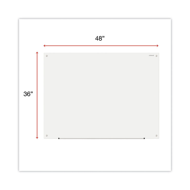 Universal® Frameless Glass Marker Board, 48 x 36, White Surface (UNV43233)