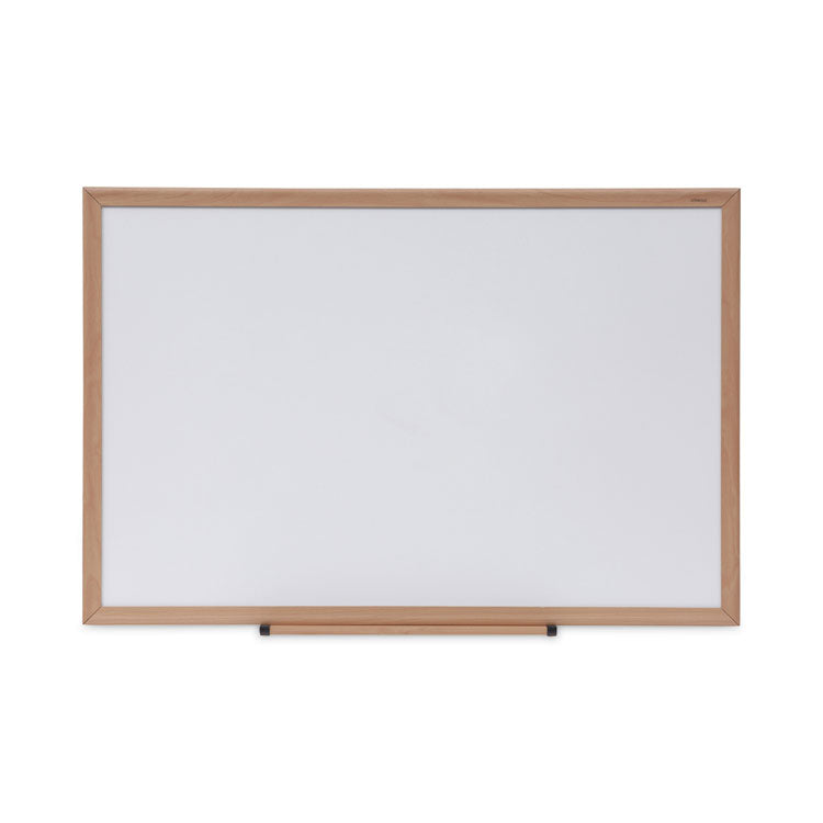 Universal® Deluxe Melamine Dry Erase Board, 36 x 24, Melamine White Surface, Oak Fiberboard Frame (UNV43619)