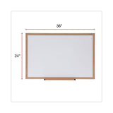 Universal® Deluxe Melamine Dry Erase Board, 36 x 24, Melamine White Surface, Oak Fiberboard Frame (UNV43619)