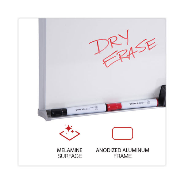 Universal® Melamine Dry Erase Board with Aluminum Frame, 24 x 18, White Surface, Anodized Aluminum Frame (UNV43622)