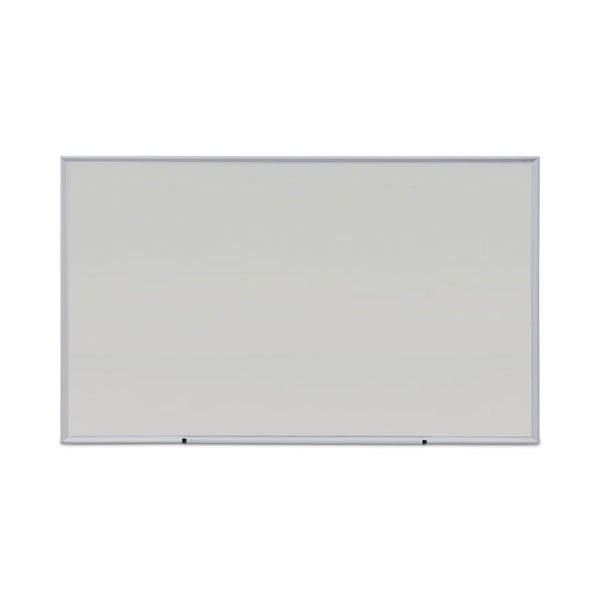 Universal® Deluxe Melamine Dry Erase Board, 60 x 36, Melamine White Surface, Silver Anodized Aluminum Frame (UNV43625)