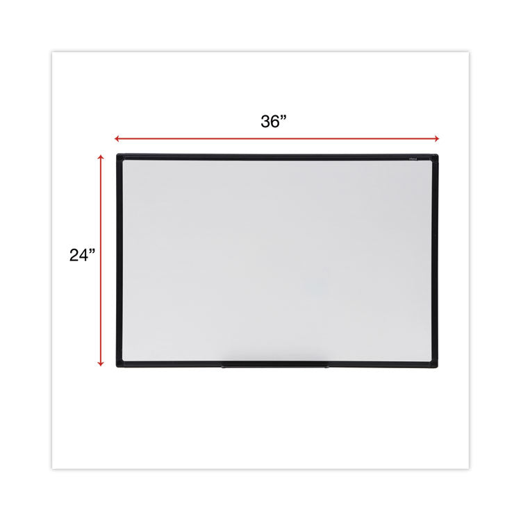 Universal® Design Series Deluxe Dry Erase Board, 36 x 24, White Surface, Black Anodized Aluminum Frame (UNV43628)