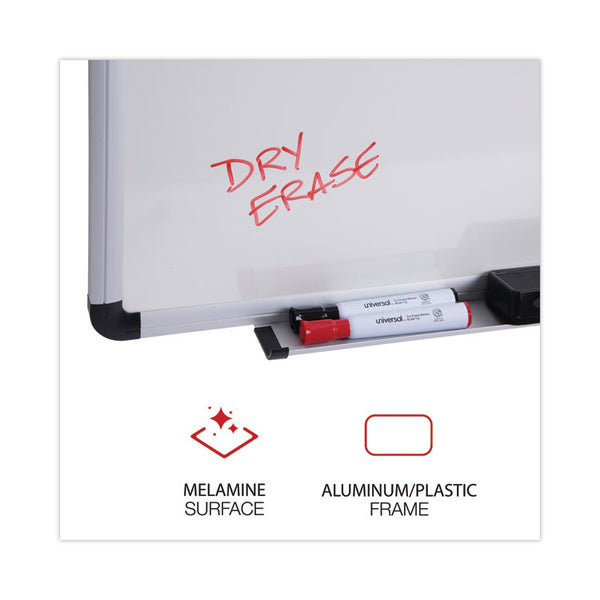 Universal® Modern Melamine Dry Erase Board with Aluminum Frame, 24 x 18, White Surface (UNV43722)