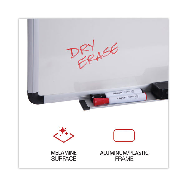 Universal® Modern Melamine Dry Erase Board with Aluminum Frame, 36 x 24, White Surface (UNV43723)