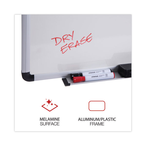 Universal® Modern Melamine Dry Erase Board with Aluminum Frame, 72 x 48, White Surface (UNV43725)