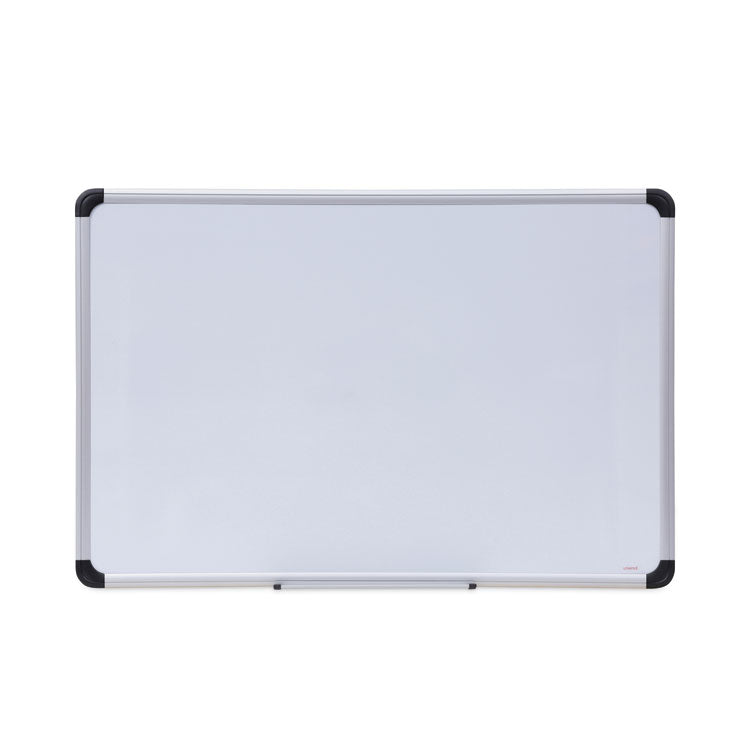 Universal® Magnetic Steel Dry Erase Marker Board, 36 x 24, White Surface, Aluminum/Plastic Frame (UNV43733)