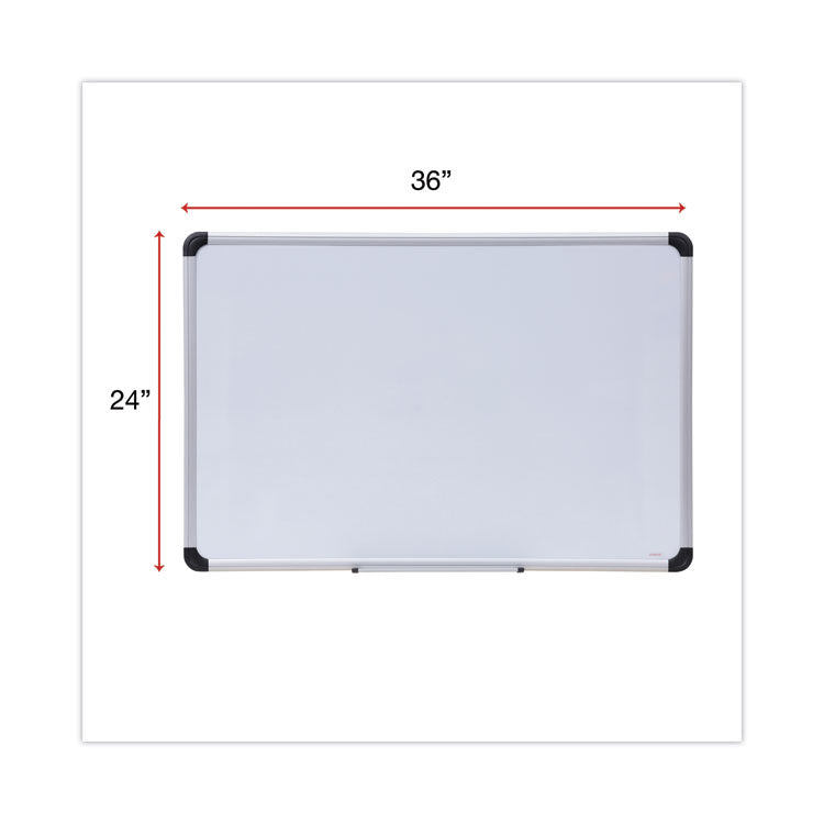 Universal® Magnetic Steel Dry Erase Marker Board, 36 x 24, White Surface, Aluminum/Plastic Frame (UNV43733)