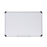 Universal® Deluxe Porcelain Magnetic Dry Erase Board, 36 x 24, White Surface, Silver/Black Aluminum Frame (UNV43841)