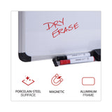 Universal® Deluxe Porcelain Magnetic Dry Erase Board, 48 x 36, White Surface, Silver/Black Aluminum Frame (UNV43842)