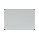 Universal® Deluxe Porcelain Magnetic Dry Erase Board, 72 x 48, White Surface, Silver/Black Aluminum Frame (UNV43843)