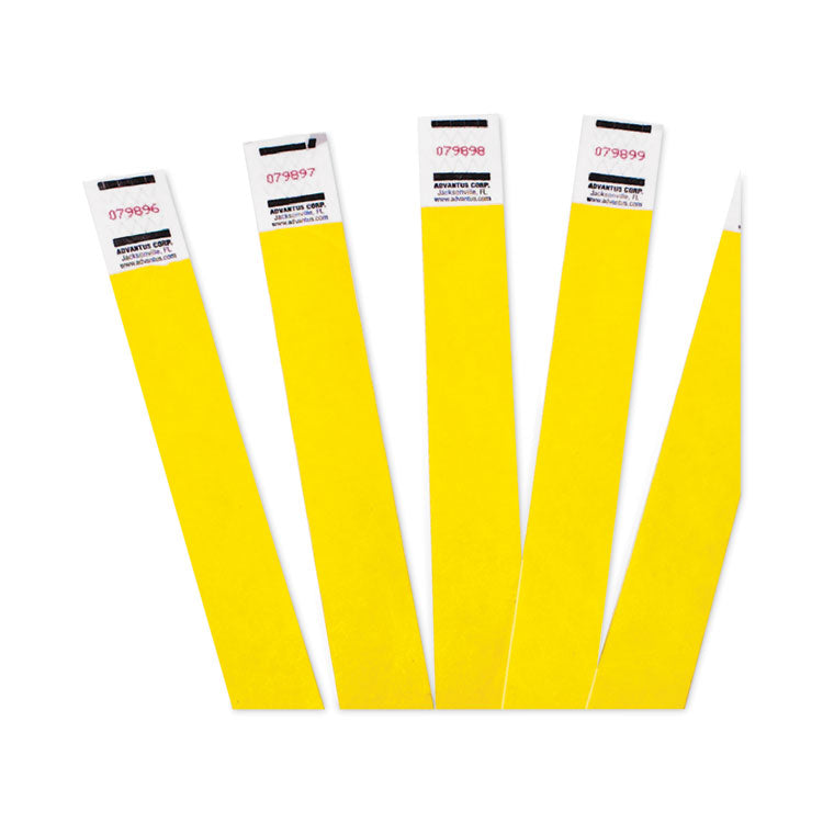 Advantus Crowd Management Wristbands, Sequentially Numbered, 9.75" x 0.75", Yellow, 500/Pack (AVT75512) Pack of 500