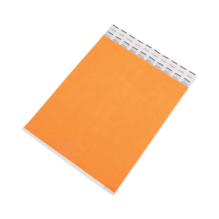 Advantus Crowd Management Wristbands, Sequentially Numbered, 9.75" x 0.75", Neon Orange, 500/Pack (AVT91120) Pack of 500