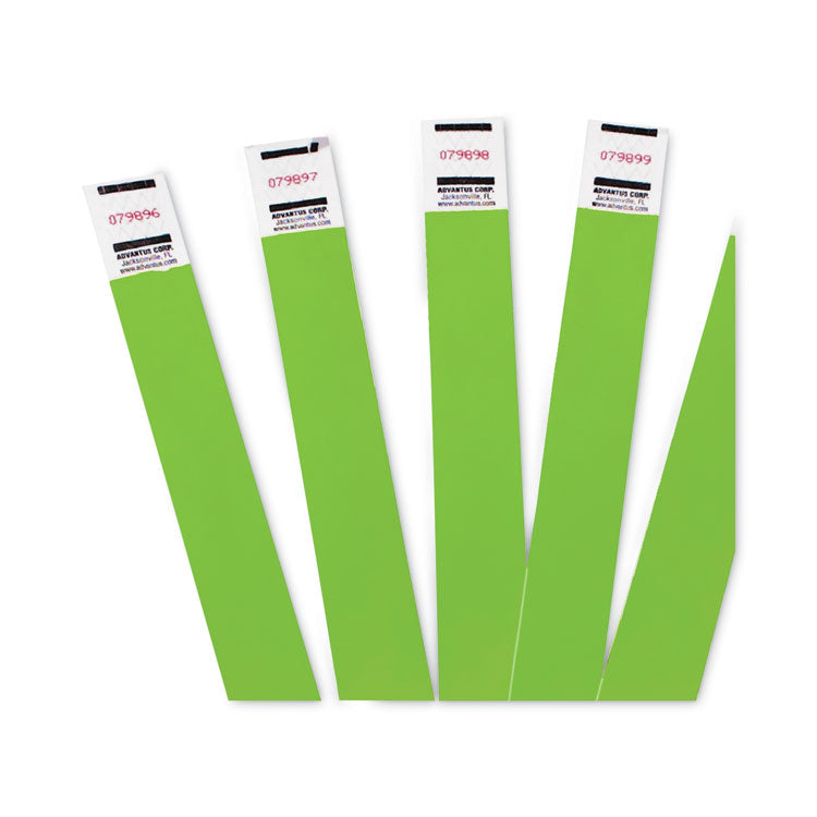 Advantus Crowd Management Wristbands, Sequentially Numbered, 9.75" x 0.75", Neon Green, 500/Pack (AVT91122) Pack of 500