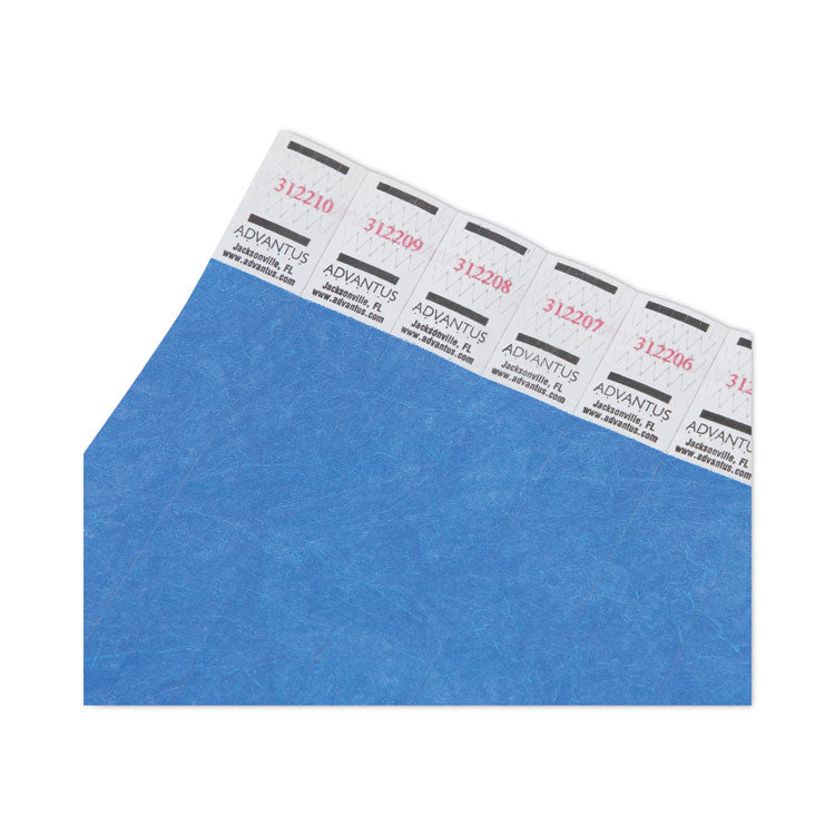 Advantus Crowd Management Wristbands, Sequentially Numbered, 10" x 0.75", Blue, 100/Pack (AVT75442) Pack of 100