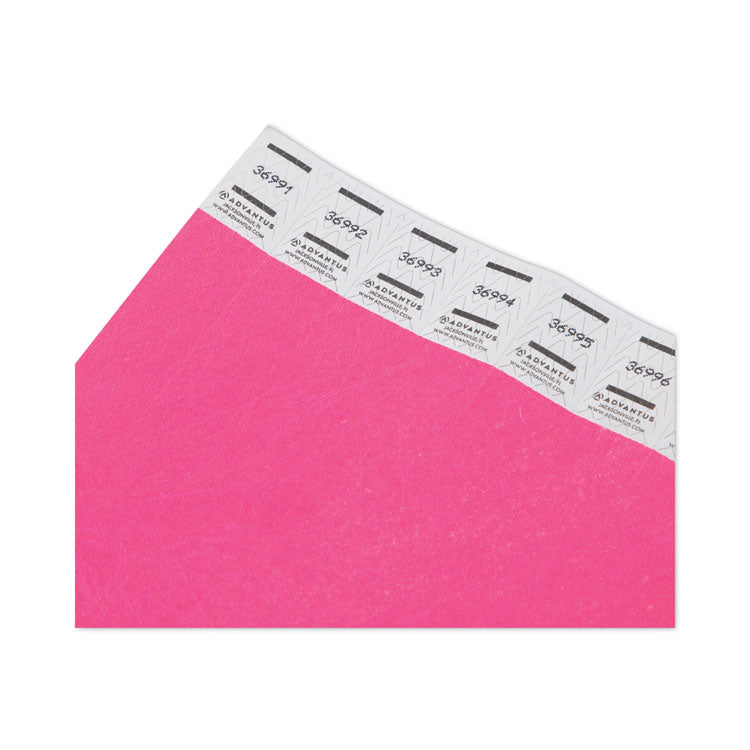 Advantus Crowd Management Wristbands, Sequentially Numbered, 9.75" x 0.75", Neon Pink, 500/Pack (AVT91121)