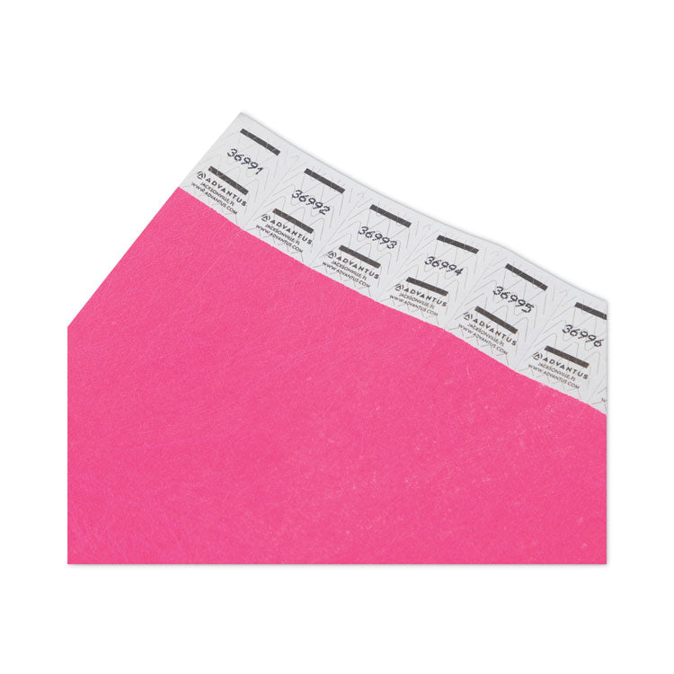 Advantus Crowd Management Wristbands, Sequentially Numbered, 9.75" x 0.75", Neon Pink, 500/Pack (AVT91121) Pack of 500