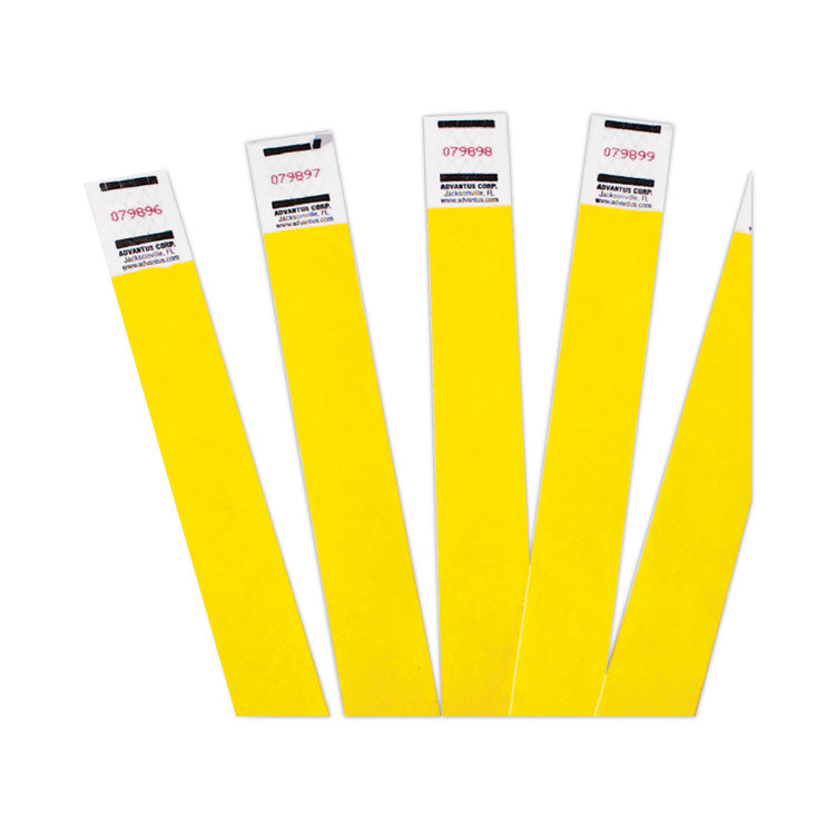Advantus Crowd Management Wristbands, Sequentially Numbered, 9.75" x 0.75", Neon Yellow,500/Pack (AVT91123) Pack of 500