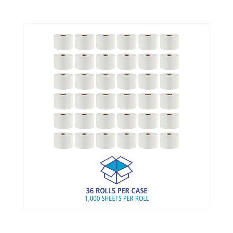 Boardwalk® Boardwalk Green Xtra Controlled Bath Tissue, OptiCore, Septic Safe, 2-Ply, White, 1,000/Roll, 36 Rolls/Carton (BWK45XTRA) Case of 36