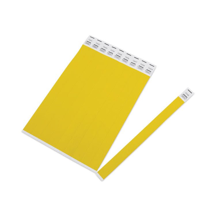Advantus Crowd Management Wristbands, Sequentially Numbered, 10" x 0.75", Yellow, 100/Pack (AVT75444) Pack of 100