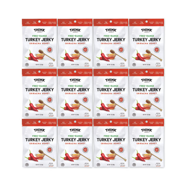 Think Jerky® Sriracha Honey Turkey Jerky, 1 oz Pouch, 12/Pack, Ships in 1-3 Business Days (GRR22000983) Each