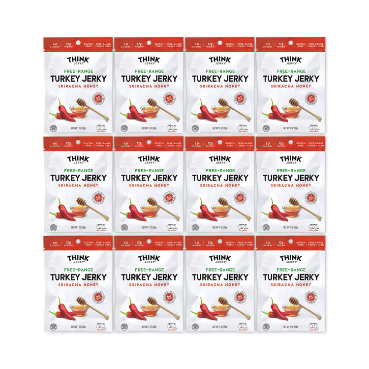 Think Jerky® Sriracha Honey Turkey Jerky, 1 oz Pouch, 12/Pack, Ships in 1-3 Business Days (GRR22000983) Each