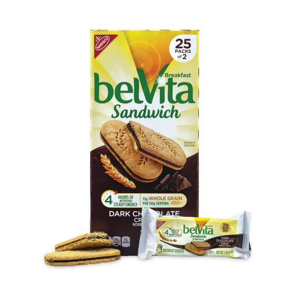 Nabisco® belVita Breakfast Biscuits, Dark Chocolate Creme Breakfast Sandwich, 1.76 oz Pack, 25 PK/Carton, Ships in 1-3 Business Days (GRR22000570)