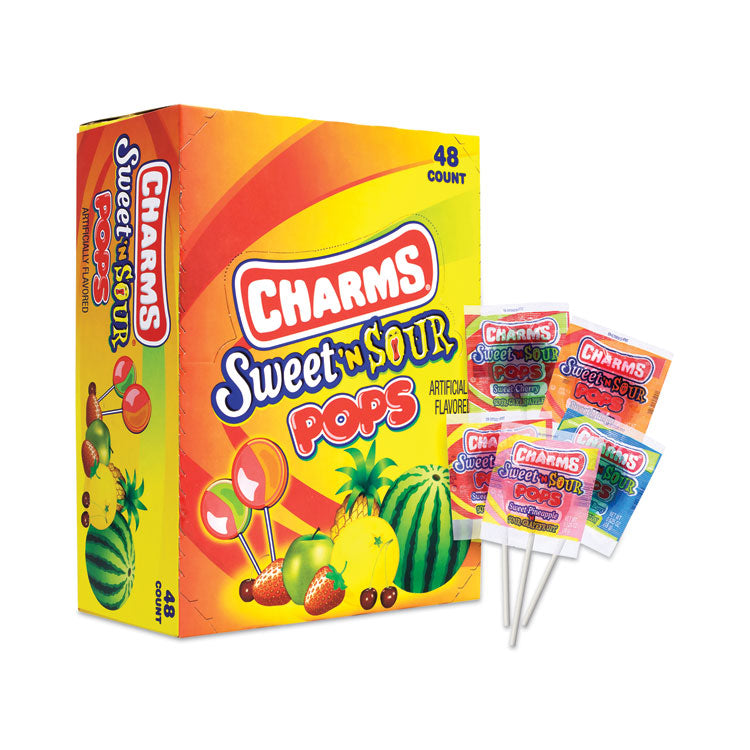 Charms® Sweet and Sour Pop, Assorted Flavors, 0.63 oz, 48/Carton,  Ships in 1-3 Business Days (GRR20900128) Each