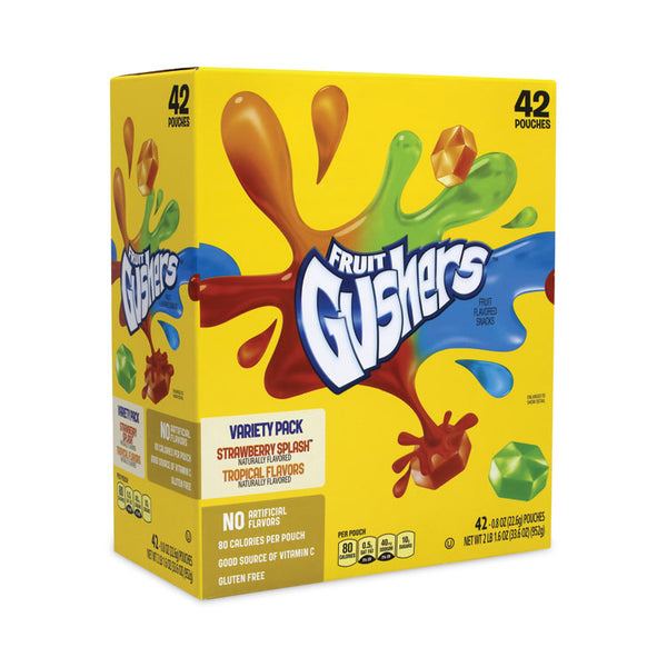 Betty Crocker™ Fruit Gushers Fruit Snacks, Strawberry and Tropical Fruit Flavors, 0.8 oz, 42 Pouches/Carton, Ships in 1-3 Business Days (GRR22001036)