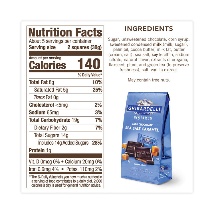 Ghirardelli® Dark and Sea Salt Caramel Chocolate Squares, 5.32 oz Packs, 3 Count, Ships in 1-3 Business Days (GRR30001023)