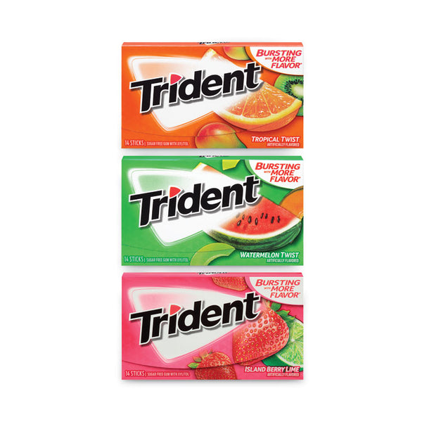 Trident® Sugar-Free Gum, Fruit Variety, 14 Pieces/Pack, 20 Packs/Carton, Ships in 1-3 Business Days (GRR22000891)