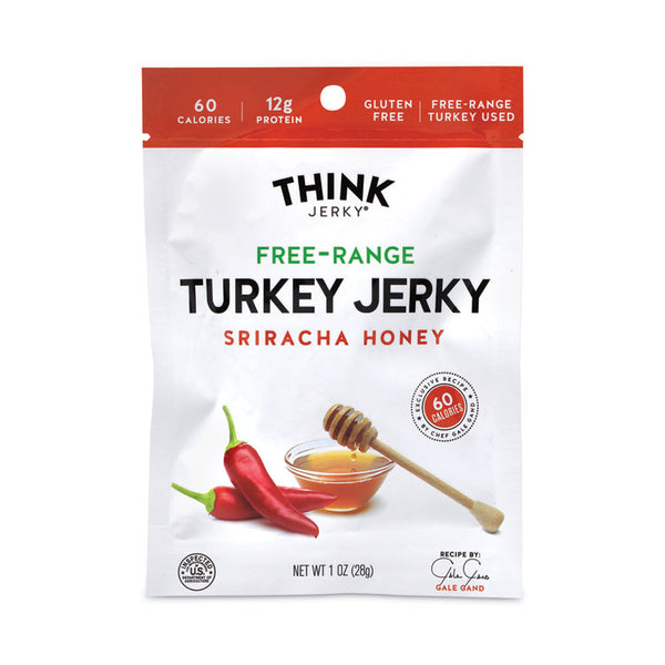 Think Jerky® Sriracha Honey Turkey Jerky, 1 oz Pouch, 12/Pack, Ships in 1-3 Business Days (GRR22000983) Each