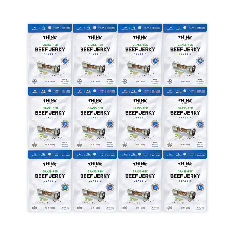 Think Jerky® Classic Beef Jerky, 1 oz Pouch, 12/Pack, Ships in 1-3 Business Days (GRR22000984) Each