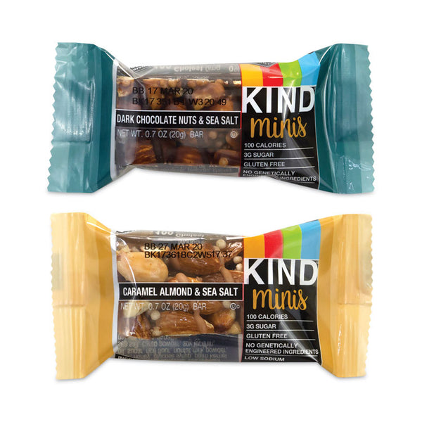 KIND Minis, Dark Chocolate Nuts Sea Salt/Caramel Almond Nuts Sea Salt, 0.7 oz Bar, 32 Bars/Carton, Ships in 1-3 Business Days (GRR22000799)
