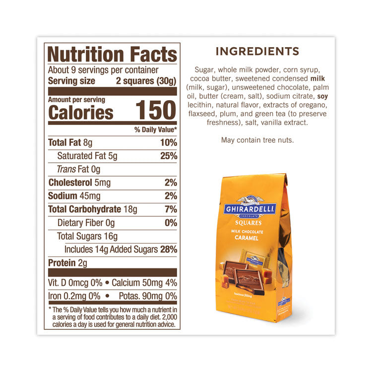 Ghirardelli® Milk Chocolate and Caramel Chocolate Squares, 9.04 oz Bags, 2 Bags/Pack, Ships in 1-3 Business Days (GRR30001034)