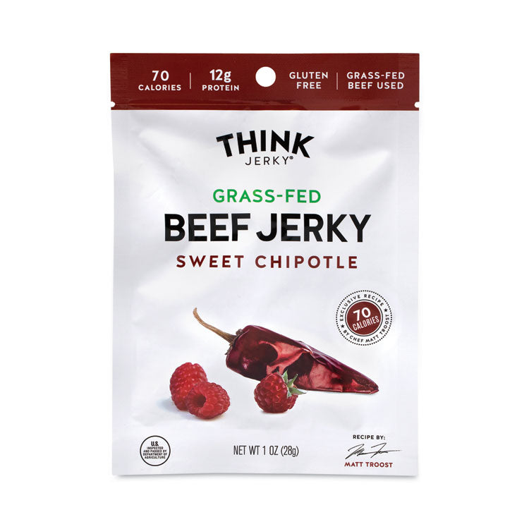 Think Jerky® Sweet Chipotle Beef Jerky, 1 oz Pouch, 12/Pack, Ships in 1-3 Business Days (GRR22000985) Each