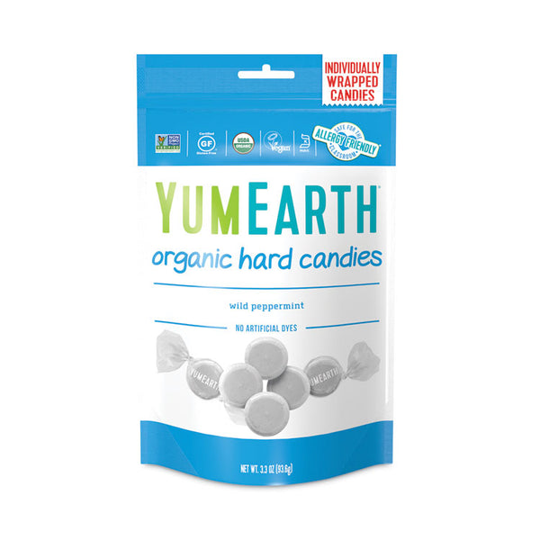 YumEarth Organic Wild Peppermint Hard Candies, 3.3 oz Bag, 3/Pack, Ships in 1-3 Business Days (GRR27000032) Each