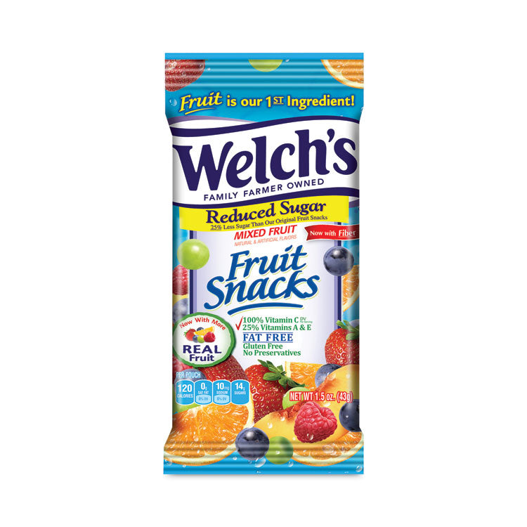 Welch's® Reduced Sugar Mixed Fruit Snacks, 1.5 oz Pouches, 144/Carton, Ships in 1-3 Business Days (GRR26700008) Each