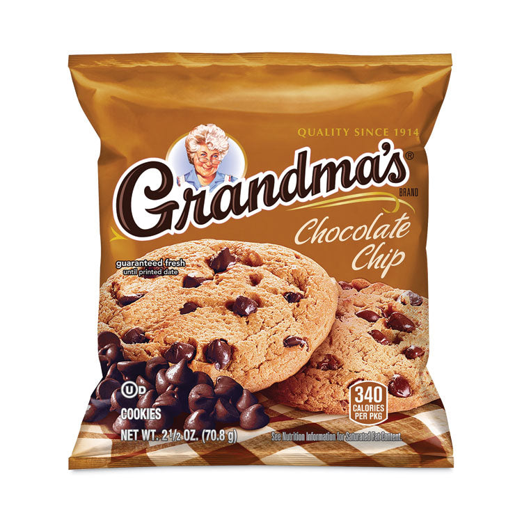 Grandma's® Homestyle Chocolate Chip Cookies, 2.5 oz Pack, 2 Cookies/Pack, 60 Packs/Carton, Ships in 1-3 Business Days (GRR29500060) Each