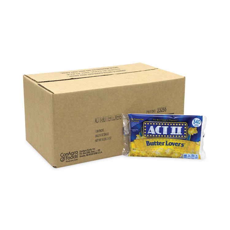 Act II® Butter Lovers Microwave Popcorn, 2.75 oz Bag, 36/Carton, Ships in 1-3 Business Days (GRR20902591) Each