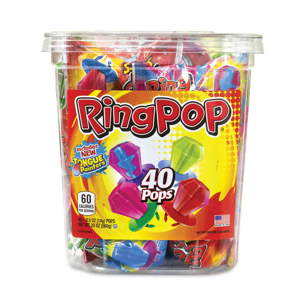 Bazooka® Ring Pop Lollipops, Assorted Flavors, 0.5 oz, 40 Piece Tub, Ships in 1-3 Business Days (GRR22000013) Each