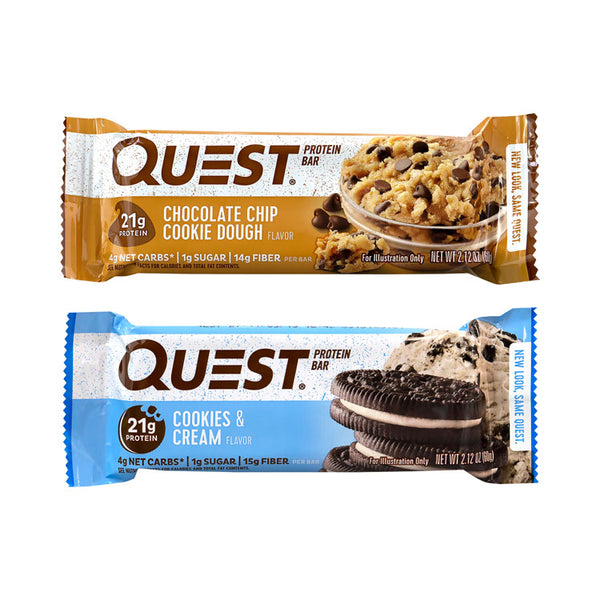 Quest® Protein Bar Value Pack, Chocolate Chip Cookie Dough, Cookies and Cream, 2.12 oz Bar, 14/Carton, Ships in 1-3 Business Days (GRR22000966) Each