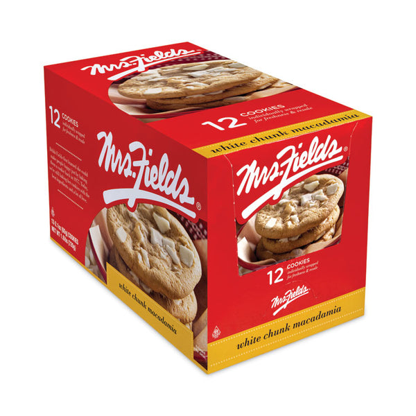 Mrs. Fields® White Chunk Macadamia Cookies, 2.1 oz, Individually Wrapped Pack, White Chocolate, 12/Carton, Ships in 1-3 Business Days (GRR20900470) Each