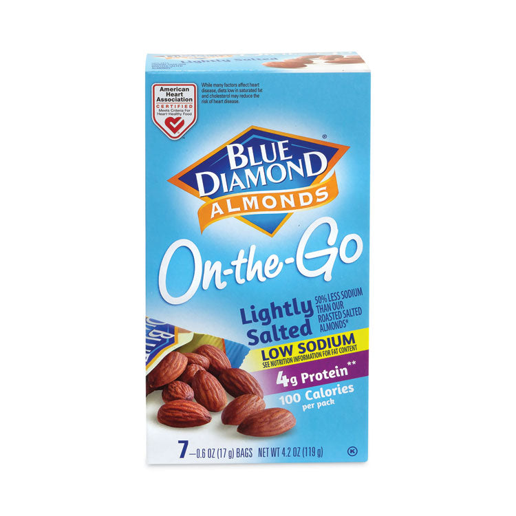 Blue Diamond® Low Sodium Lightly Salted Almonds, 1.5 oz Bag, 42 Bags/Carton, Ships in 1-3 Business Days (GRR22000795) Each