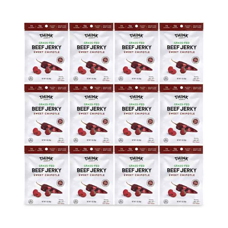 Think Jerky® Sweet Chipotle Beef Jerky, 1 oz Pouch, 12/Pack, Ships in 1-3 Business Days (GRR22000985) Each