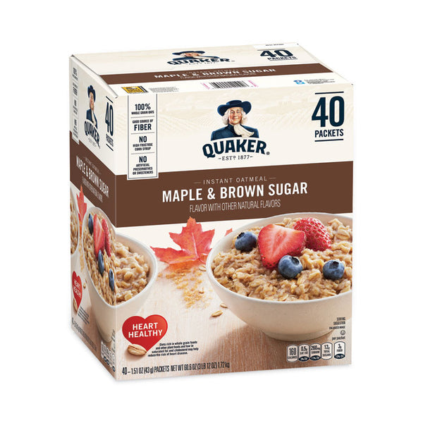 Quaker® Instant Oatmeal, Maple and Brown Sugar, 1.51 oz Packet, 40/Carton, Ships in 1-3 Business Days (GRR22000754)