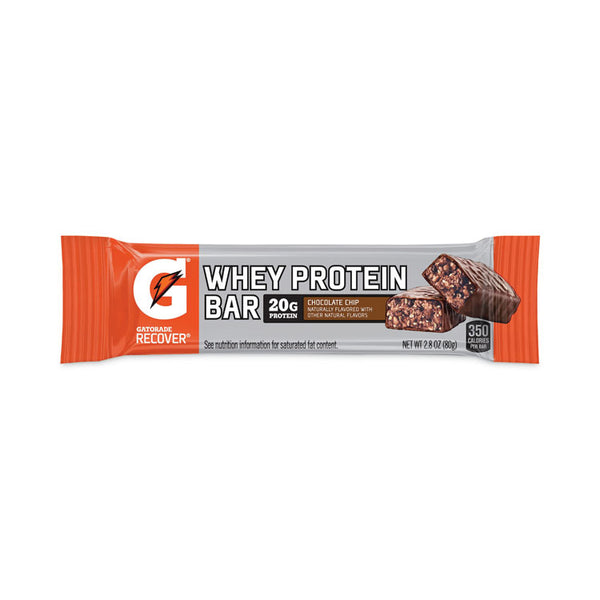 Gatorade® Recover Chocolate Chip Whey Protein Bar, 2.8 oz Bar, 12 Bars/Carton, Ships in 1-3 Business Days (GRR29500032) Each